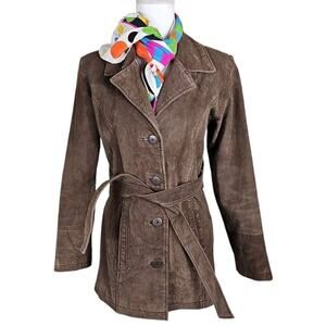 Highway ~Woman Size S~ Brown Lightweight Leather Belted Jacket Versatile Lined.